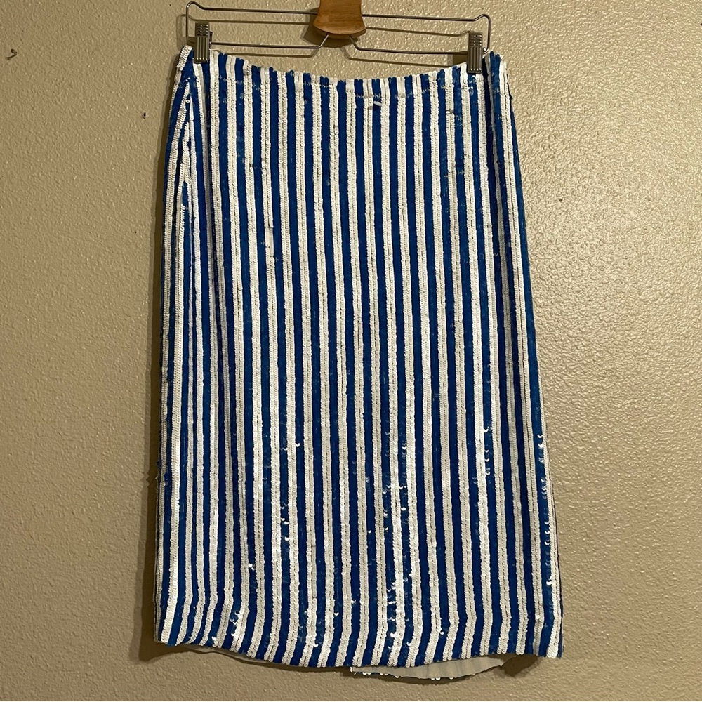 J.Crew Collection Striped Sequin Skirt Style G3573‎ Luxury Pencil Skirt - Picture 2 of 13